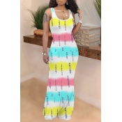 Lovely Casual U Neck Letter Printed Multicolor Flo