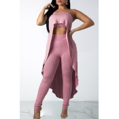 Lovely Casual Off The Shoulder Asymmetrical Pink T