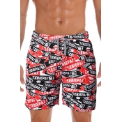 Lovely Bohemian Letter Printed Red Shorts