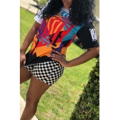 Lovely Casual Printed Plaid White Two-piece Shorts