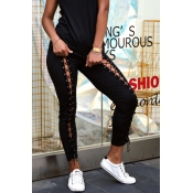 Lovely Leisure Hollow-out Black Pants