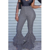 Lovely Casual Dots Printed Black Pants
