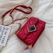 Lovely Chic Chain Design Red Messenger Bag
