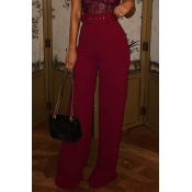 Lovely Trendy Loose Wine Red Pants