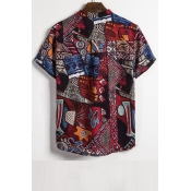 Lovely Casual Turndown Collar Printed Buttons Desi