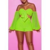 Lovely Sexy Off The Shoulder Green Two-piece Short