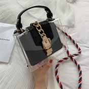Lovely Stylish See-through Black PU Messenger Bag