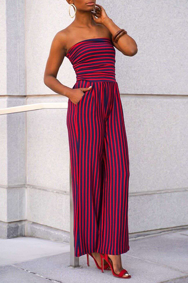 red off the shoulder jumpsuit