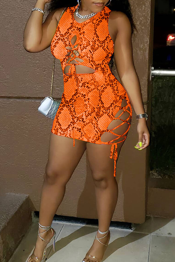 LW Trendy Sleeveless Hollow-out Croci Mini Dress