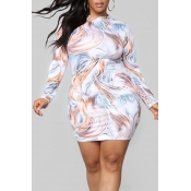 Lovely Casual Turtleneck Printed Multicolor Mini P