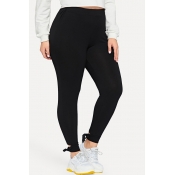 Lovely Casual Knot Design Black Plus Size Pants
