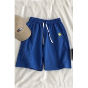 Lovely Casual Embroidered Design Blue Shorts