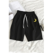 Lovely Casual Embroidered Design Black Shorts