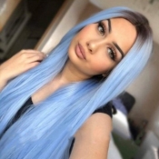 Lovely Trendy Straight Gradual Change Blue Wigs