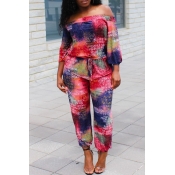 Lovely Trendy Letter Printed Red One-piece Jumpsui