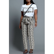 Lovely Leisure O Neck Printed Grey Two-piece Pants
