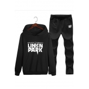 Lovely Casual Hooded Collar Letter Printed Black T