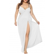 Lovely Casual Sleeveless White Plus Size Cover-up