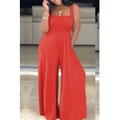 Lovely Casual Pockets Design Loose Jumpsuit