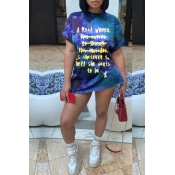 Lovely Casual Letter Printed Multicolor Mini T-shi