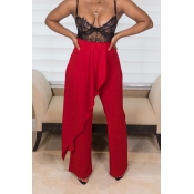 Lovely Trendy Patchwork Red Pants