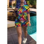 Lovely Casual Printed Multicolor Two-piece Shorts 