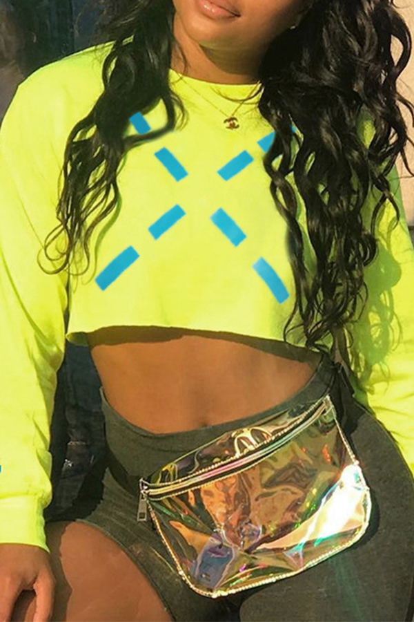 

Lovely Work Crop Top Yellow Sweatshirt Hoodies