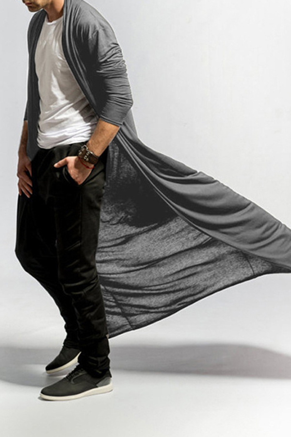 

Lovely Trendy Grey Long Trench Coats