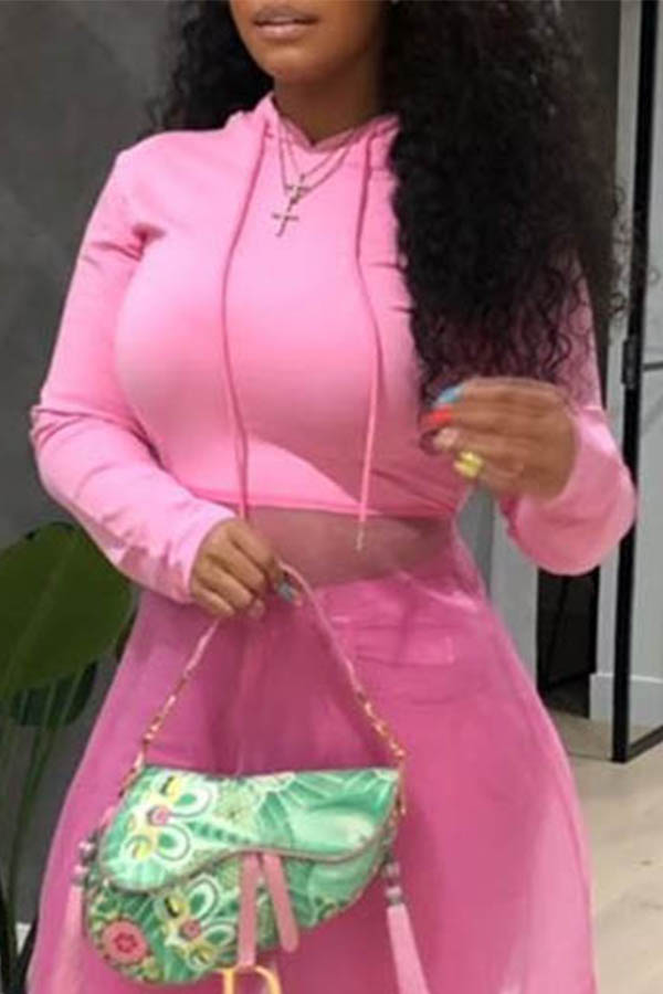 

Lovely Casual Drawstring Pink Hoodie