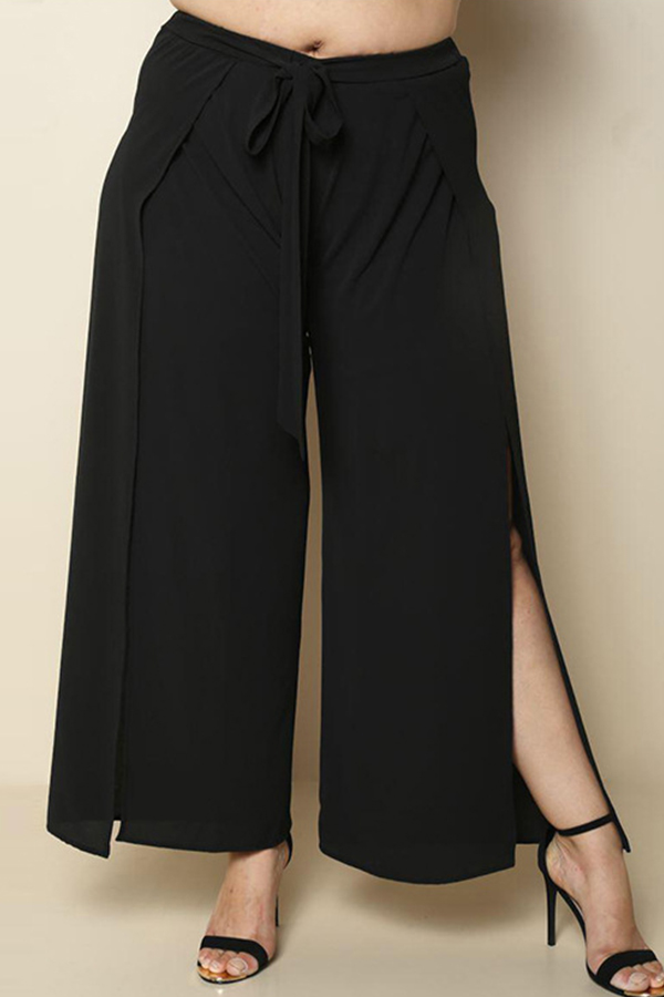 

Lovely Casual Loose Black Plus Size Pants