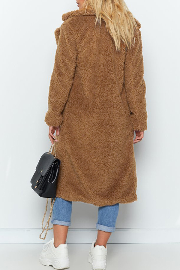 Lovely Casual Winter Long Light Camel Coat_Coat&Jacket_Outwear&Coats
