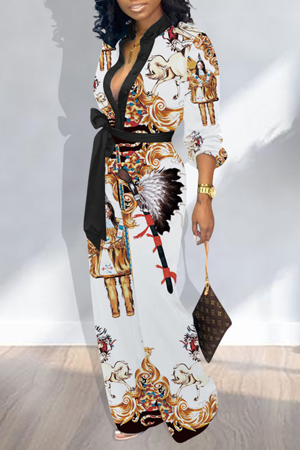 

Lovely Casual Printed White One-piece Jumpsuit