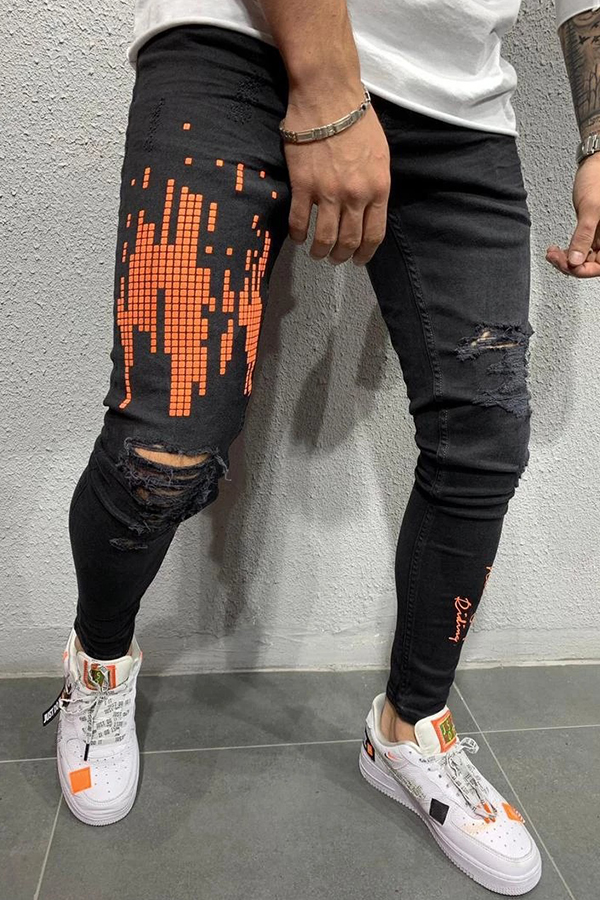 

Lovely Casual Printed Orange Jeans