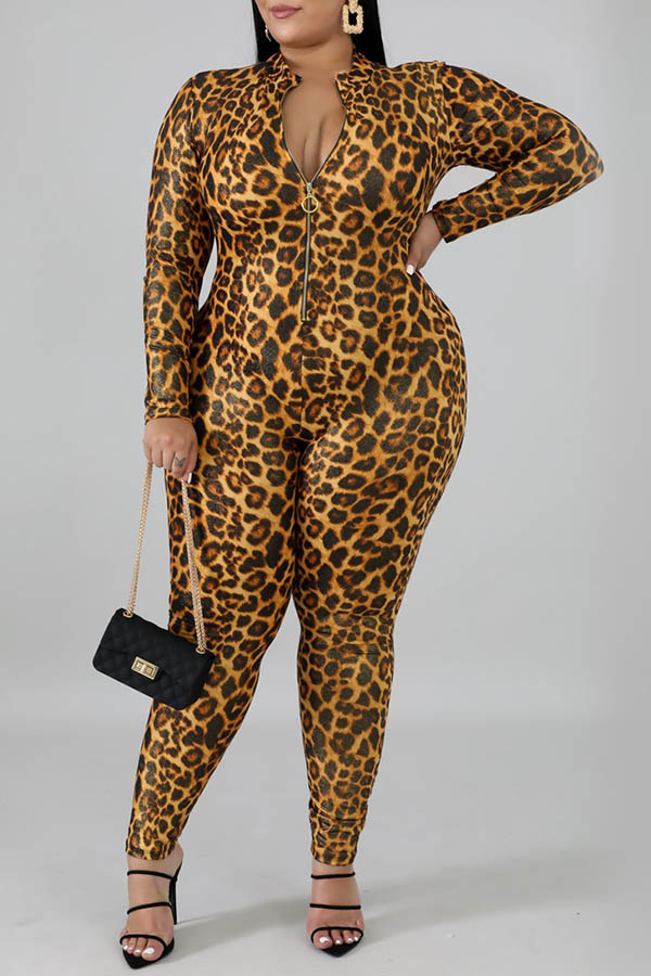 leopard print jumpsuit plus size