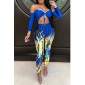 Lovely Sexy Hollow-out Blue One-piece Jumpsuit