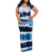 Lovely Casual Gradual Change Printed Blue Length P