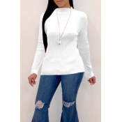 Lovely Trendy O Neck Skinny White Sweaters
