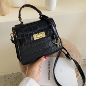 Lovely Casual Black PU Messenger Bag