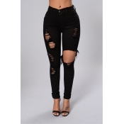 LW Leisure Hollow-out Black Jeans