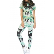 Lovely Leisure Printed Multicolor Two-piece Pants 