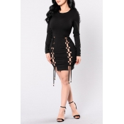 Lovely Trendy Bandage Design Black Mini Dress