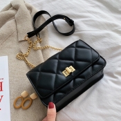 Lovely Trendy Chain Strap Black Crossbody Bag