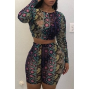 LW Casual Printed Multicolor Two-piece Shorts Set