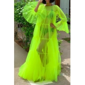 Lovely Sexy See-through Green Floor Length Dress