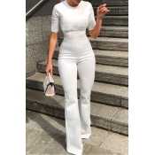 Lovely Work Patchwork White One-piece Jumpsuit