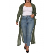 Lovely Casual Pocket Patched Army Green Plus Size 