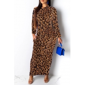 Lovely Casual Leopard Printed Ankle Length Dress