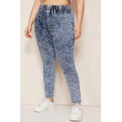 Lovely Casual Pockets Design Grey Plus Size Pants