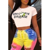 Lovely Casual Letter Printed White T-shirt