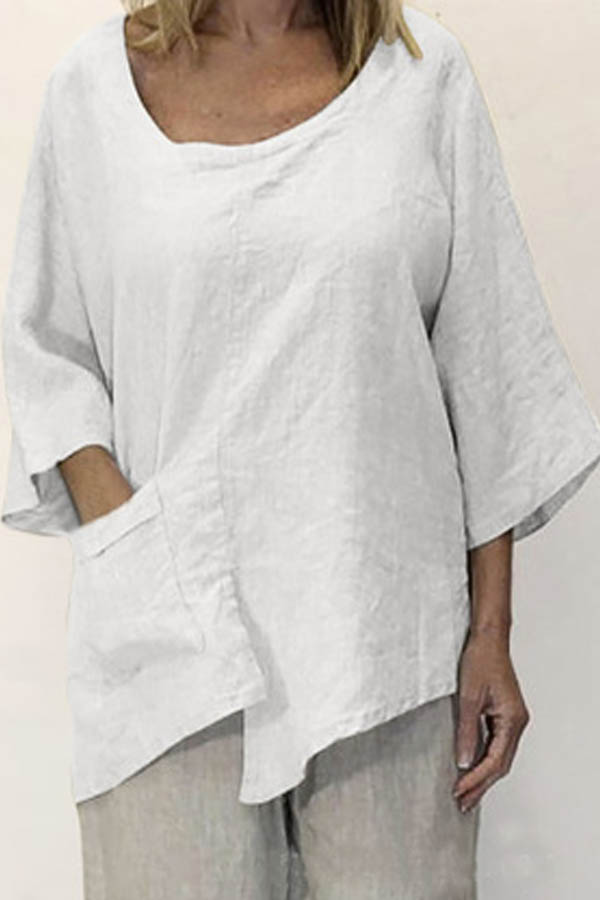 Cheap Blouses&Shirts Lovely Leisure Pockets Design White Blouse